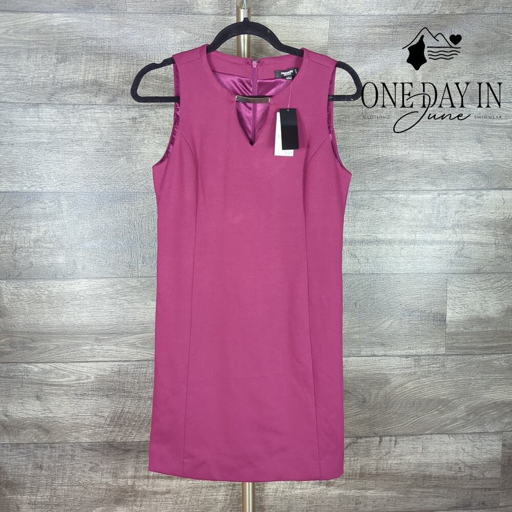 Premise Studio Petite Ponte Sleeveless Sheath Dress Sangria NWT $128 Size 4P